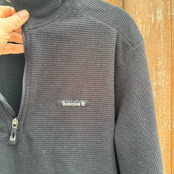 Timberland Men’s Black Quarter Zip Thermal Pullover Sweatshirt Size Medium - Picture 4 of 11